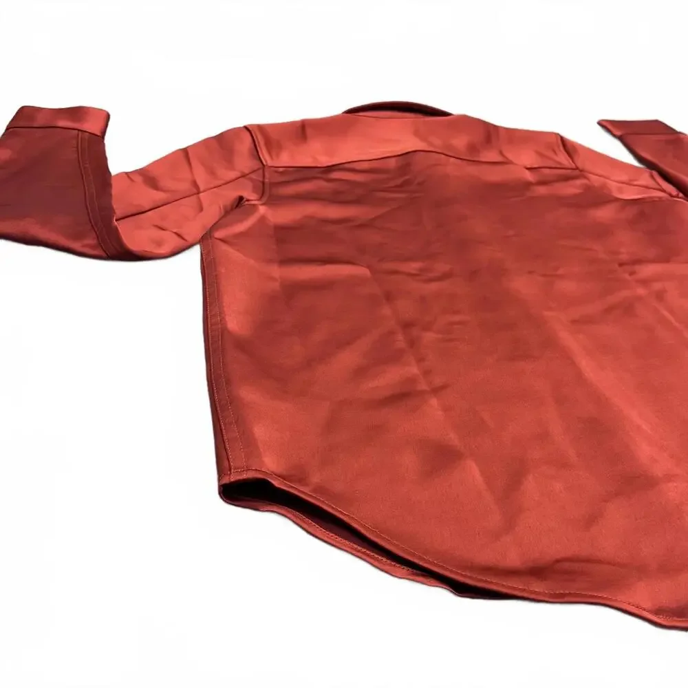 Calvin Klein Button Down Blouse Womens Small Orange Classic Fit Work Office NWT - Picture 7 of 9